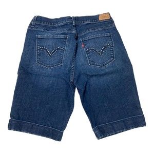 Levi's 515 Bermuda Denim Shorts Mid Rise Studded Pockets Women's 4